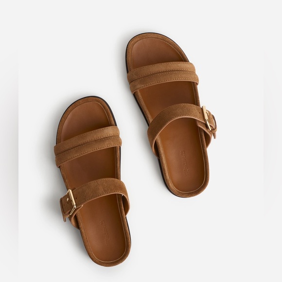 NIB Madewell The Dara Double-Strap Slide Sandal in Aged Cognac - Picture 1 of 9